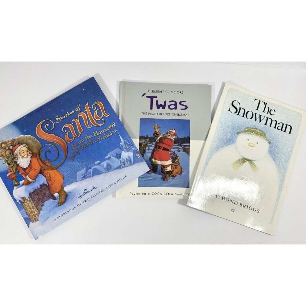 Christmas Winter Childrens Book Set Santa Snowman Hallmark Coca Cola Holidays